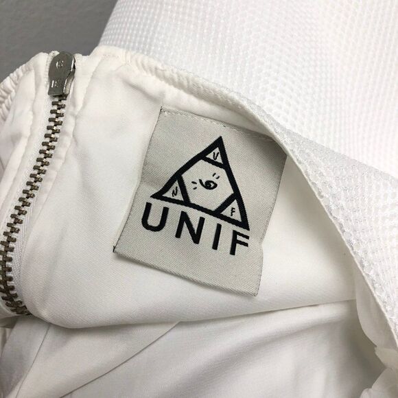 New UNIF White Mesh Scuba Skater Skirt - Size L - Picture 6 of 7